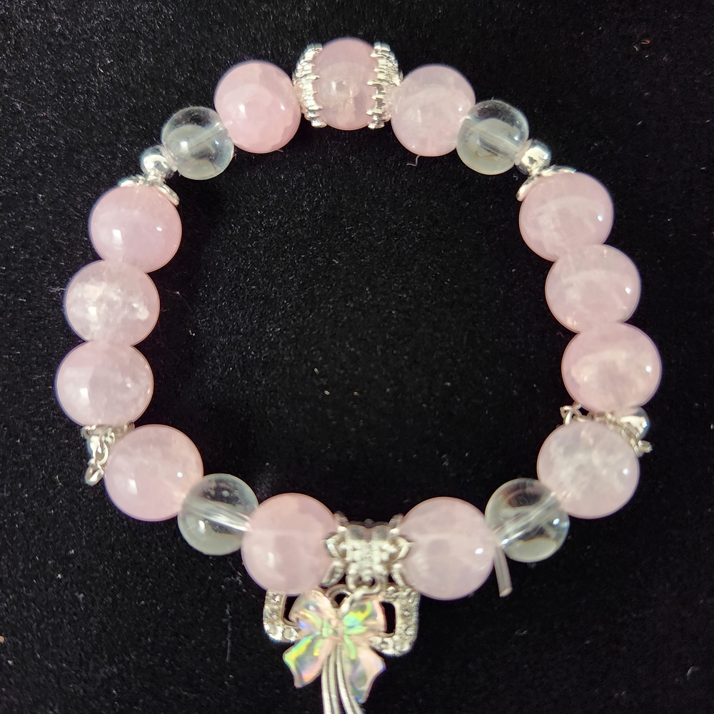 --💎4 for $15-- Pink Beaded Bracelet with Silver-tone Accents